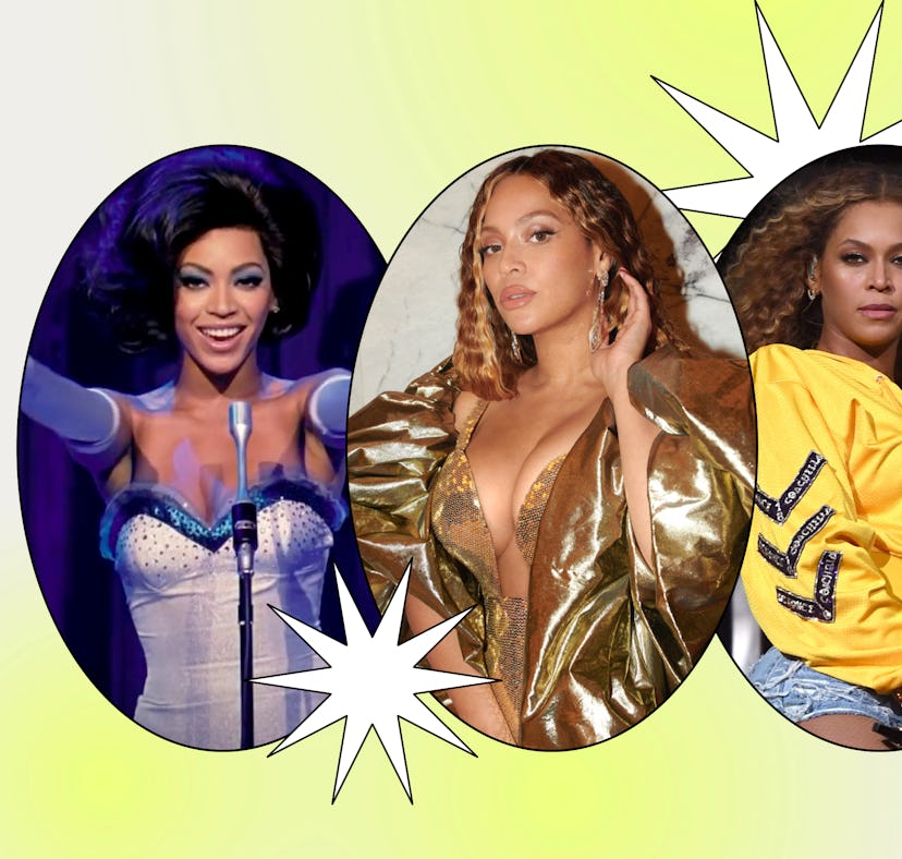 Beyoncé in 'Dreamgirls', in Dubai, and at Coachella, representing her many eras.