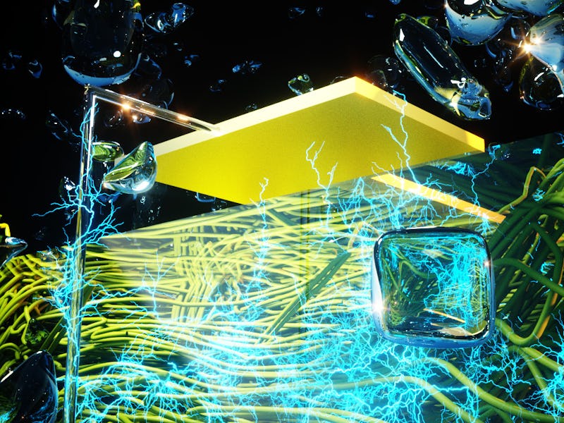 A rendering of the nanoporous material that can draw electricity from air.