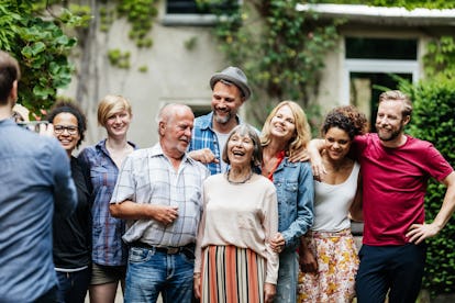 Photo of a large family at a barbecue