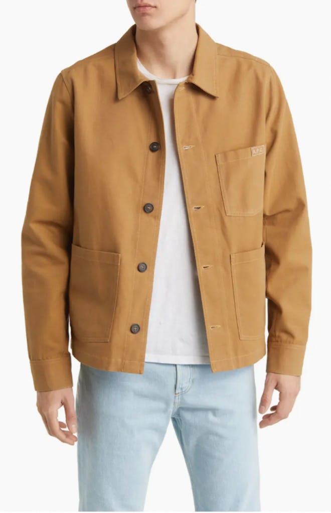 Need cool gifts for dad for Father's Day? Consider this APC Work Jacket in khaki.