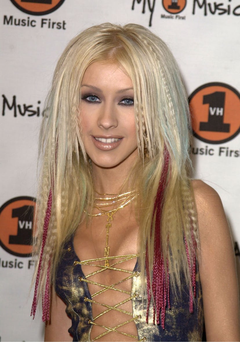 Christina Aguilera's crimped hair in 2000.