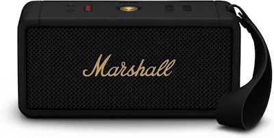 Need cool gifts for dad for Father's Day? This marshall black and gold bluetooth speaker is the move...