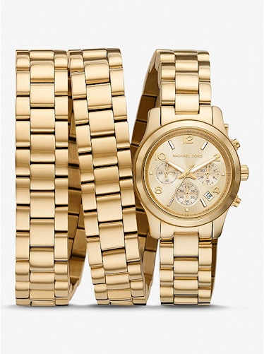 michael kors Limited-Edition Runway 18K Gold-Plated Stainless Steel Wrap Watch