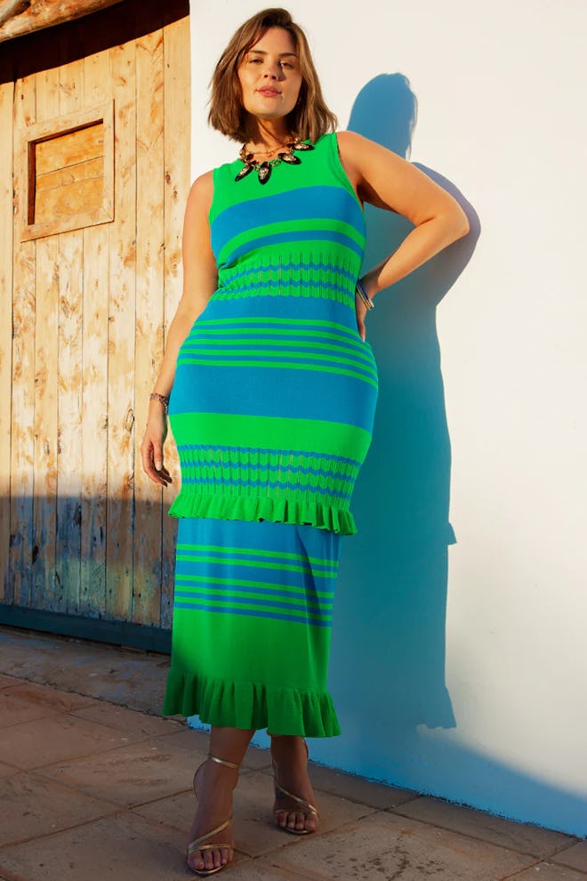 Blue And Green Knit Luxe Dress