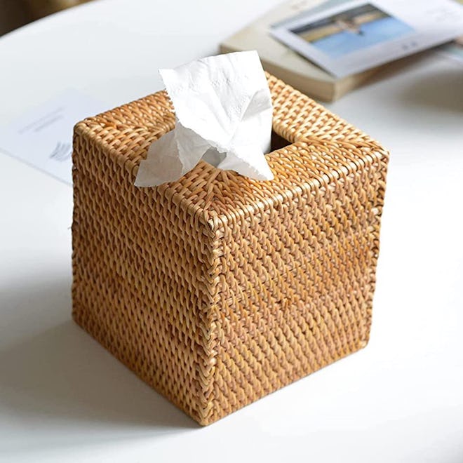 YANGQI Home Rattan Tissue Box Cover