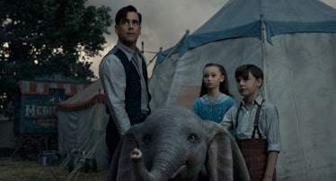 Colin Farrell, Nico Parker, and Finley Hobbins in 2019's Dumbo