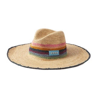 Etro Leather-trimmed straw hat