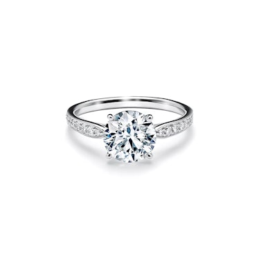 Tiffany Harmony® Round Brilliant Engagement Ring with a Diamond Platinum Band