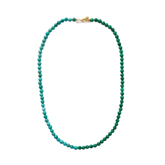 Fry Powers 14-Karat Gold, Turquoise and Malachite Necklace