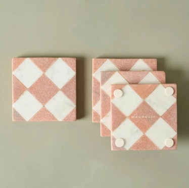 Carmella Checkered Marble Coasters Set of Four