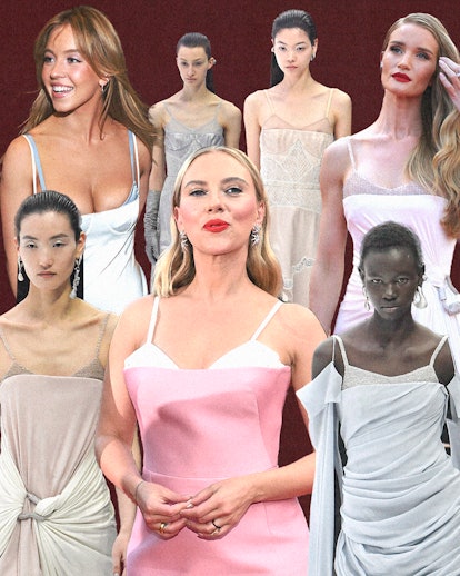 Scarlett Johansson wears visible-bra dress at Cannes Film Festival