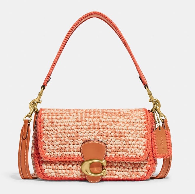 Soft Tabby Shoulder Bag With Crochet