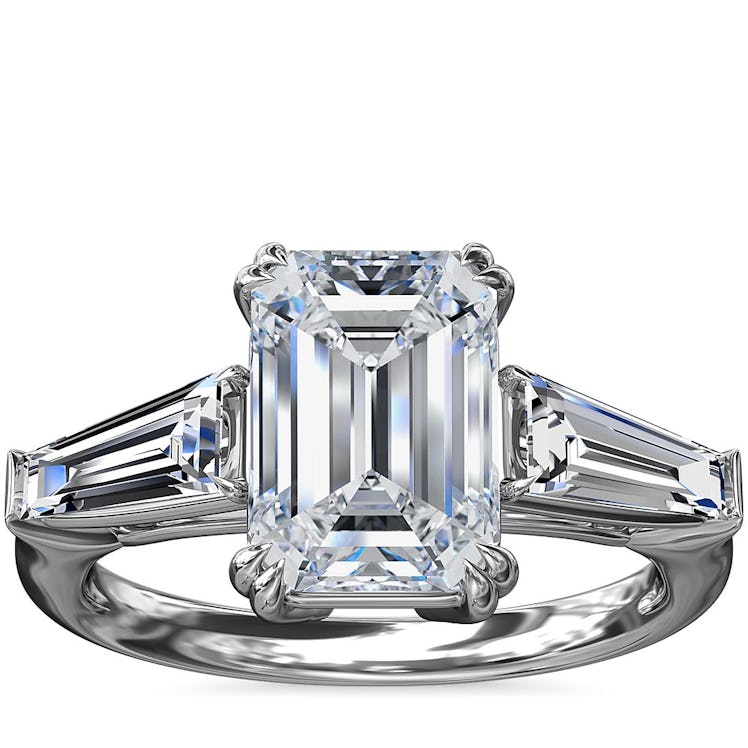 Blue Nile Three-Stone Tapered Baguette Diamond Engagement Ring
