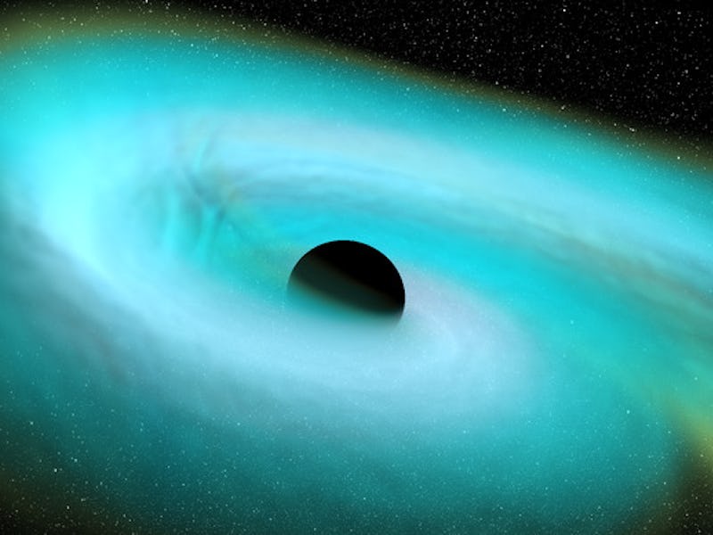 An illustration of a neutron star-black hole (NSBH) binary merger.