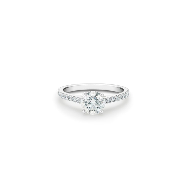 De Beers DB Classic Pavé Round Brilliant Diamond Ring