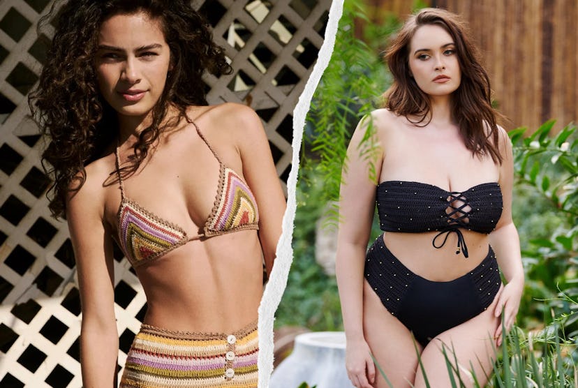 crochet one-piece swimsuit and bikini
