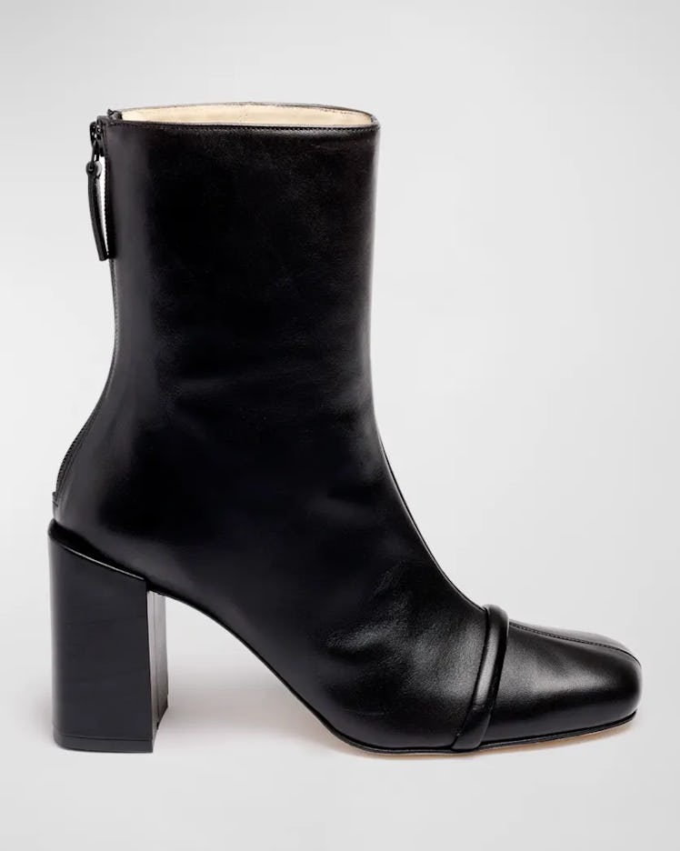 Gigi Zip Lambskin Leather Booties