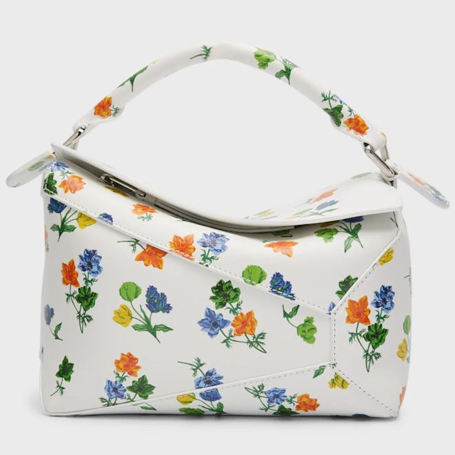 Puzzle Edge Small Flower Top-Handle Bag