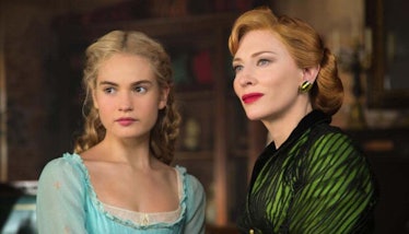 Lily James as Ella and Cate Blanchett as Lady Tremaine in 2015's Cinderella 