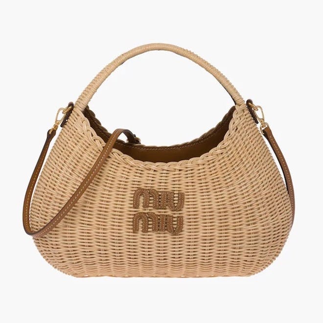 Miu Wander Wicker Handbag