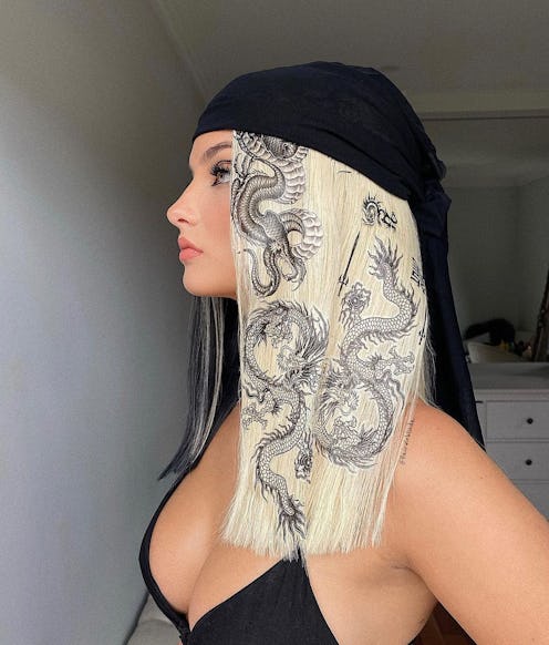 Temporary hair tattoos are trending on TikTok and they're *so* cool.