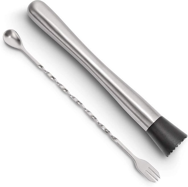 Hiware Stainless Steel Cocktail Muddler and Mixing Spoon