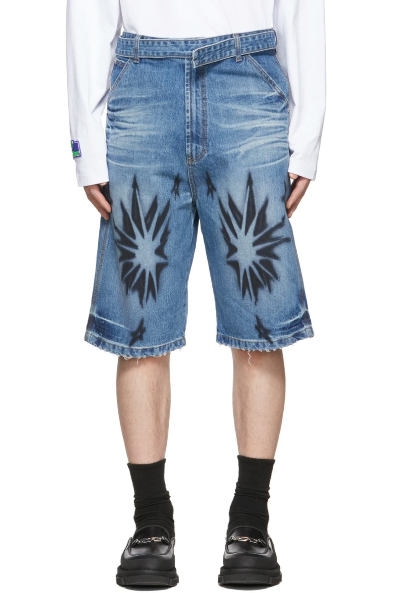 WE11DONE Blue Denim Shorts