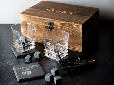 Custom Engraved Whiskey Box Gift Set