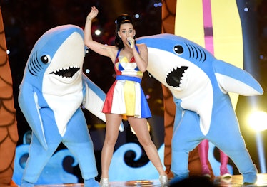 Recording artist Katy Perry performs onstage during the Pepsi Super Bowl XLIX Halftime Show at Unive...