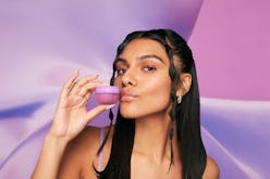 Glow Recipe Plum Plump Gloss Balm shown on model