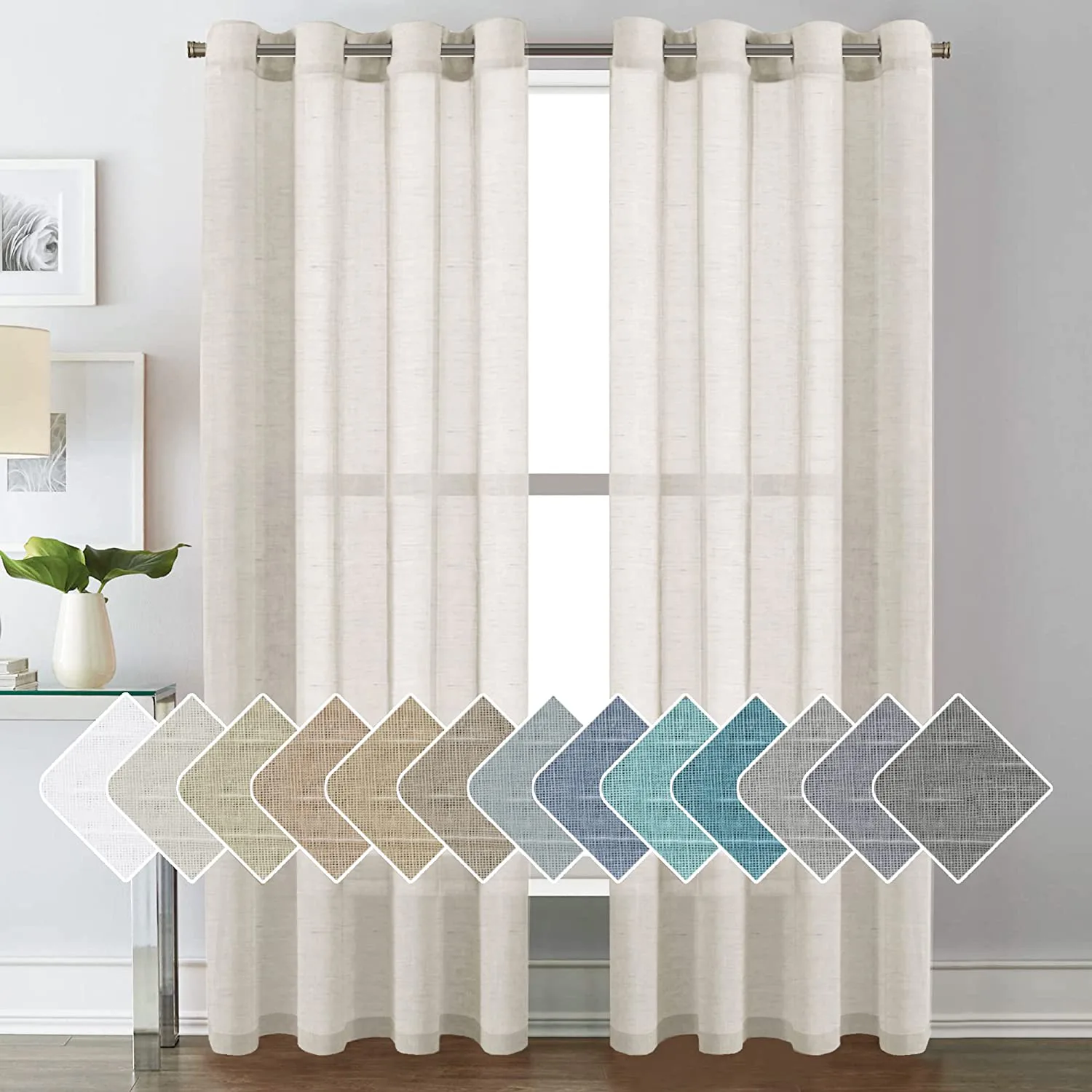 H.VERSAILTEX Sheer Linen Curtains (2 Panels)