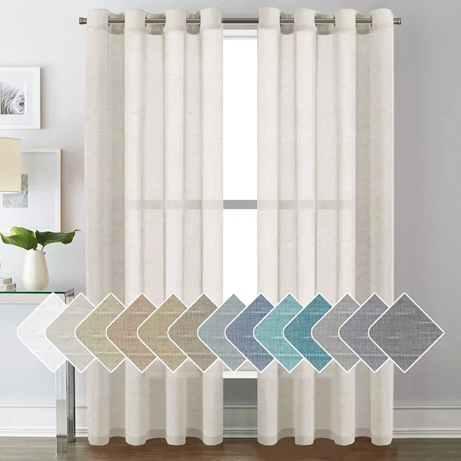 H.VERSAILTEX Sheer Linen Curtains (2 Panels)
