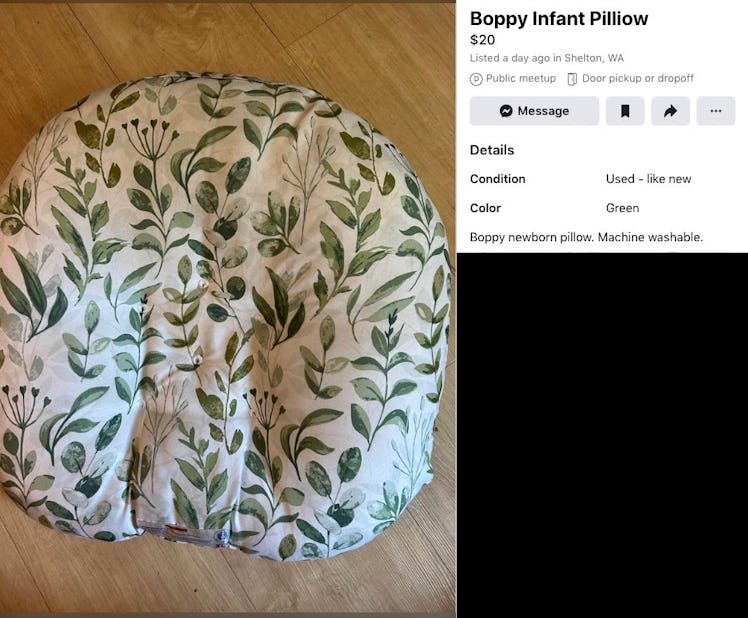 A screenshot of a Boppy Newborn Lounger for sale.