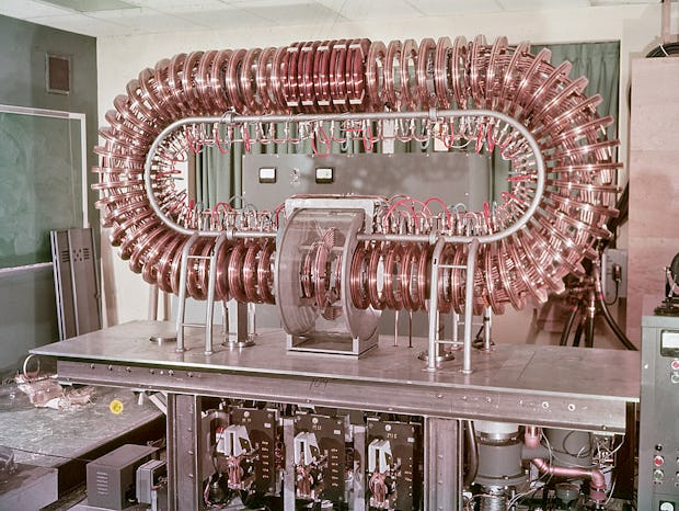 An image of a stellarator nuclear fusion reactor.