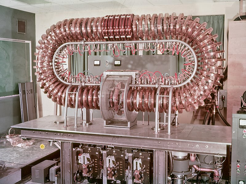 An image of a stellarator nuclear fusion reactor.