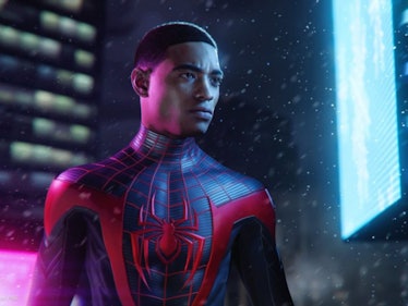 Miles Morales stands with his mask off in 2020's Spider-Man: Miles Morales