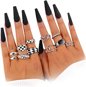 FAXHION Chunky Rings Set (10 Pieces)