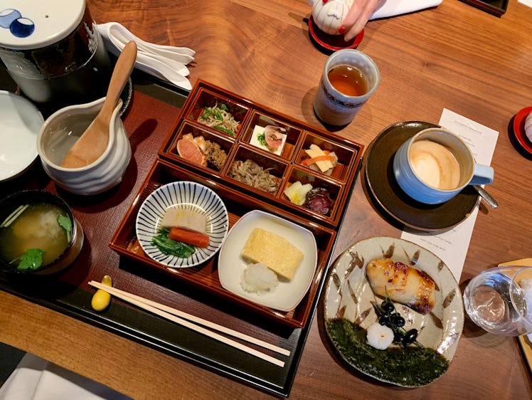 Having a traditional Japanese breakfast at Kyoyomato in the Kaiseki style is a popular thing to do i...