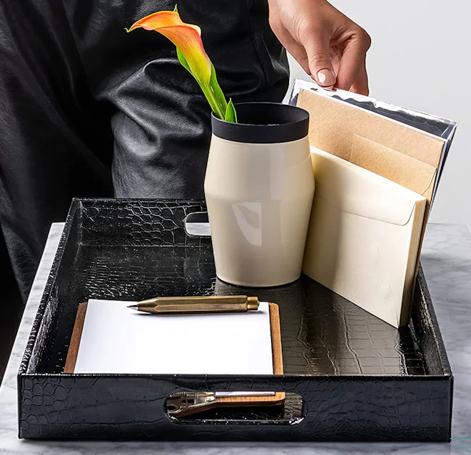 Home Redefined Faux Leather Decorative Serving Tray