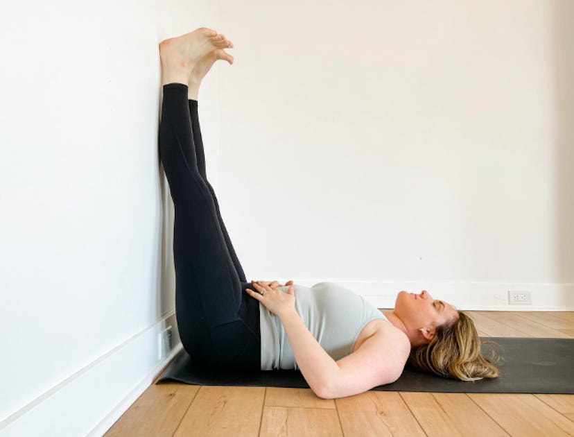 Prop your legs up on a wall to help with circulation after a flight.