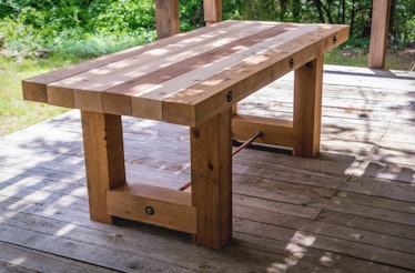 Outdoor Wood Dining Table, Rustic Reclaimed Salvaged