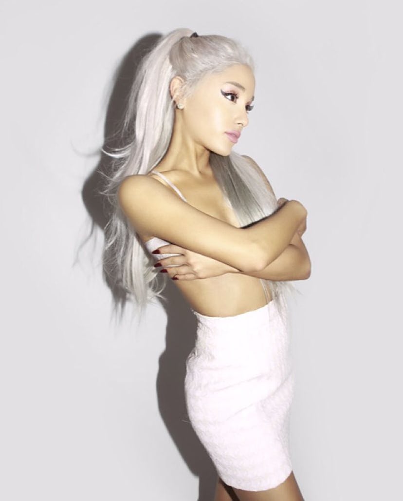 Ariana Grande's silver hair color.