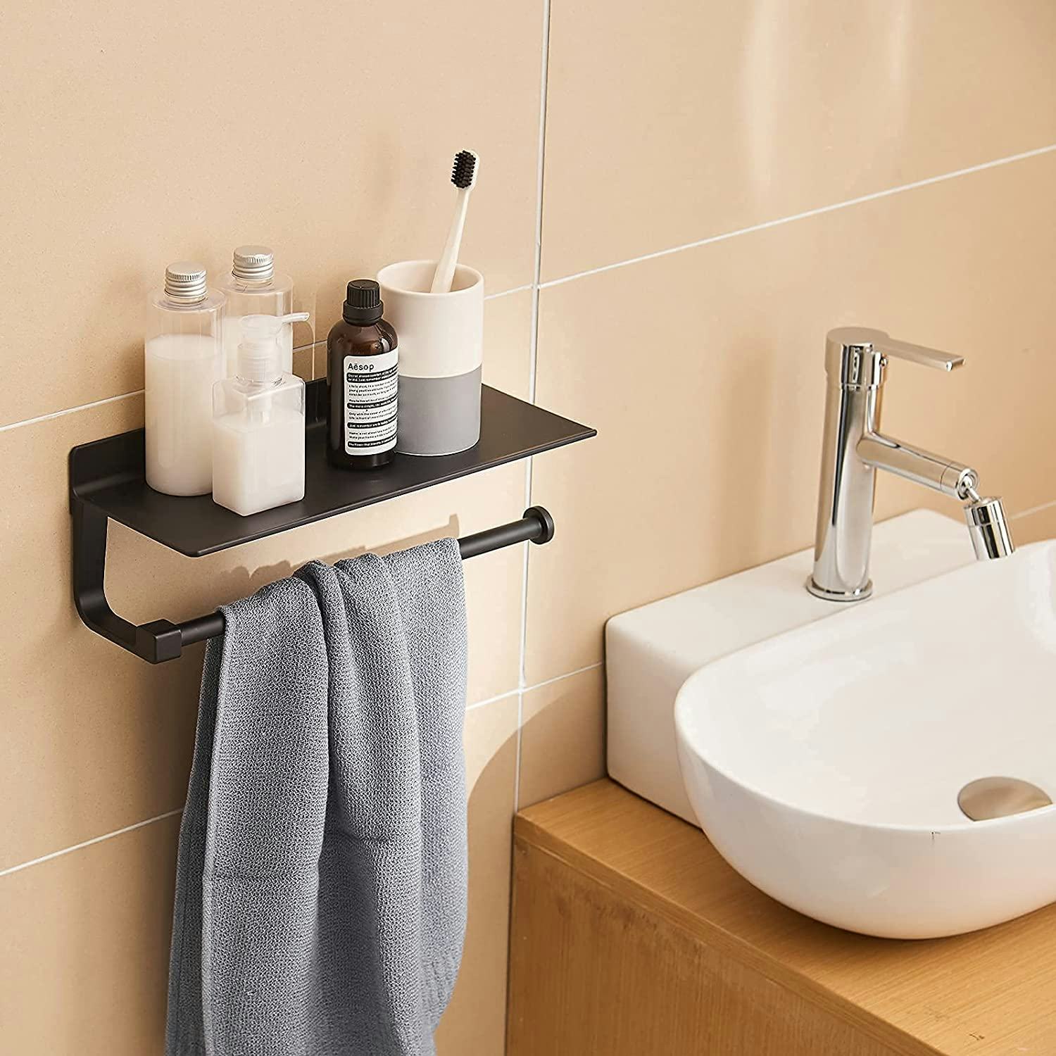 JOOM Wall Mounted Towel Holder &amp; Shelf