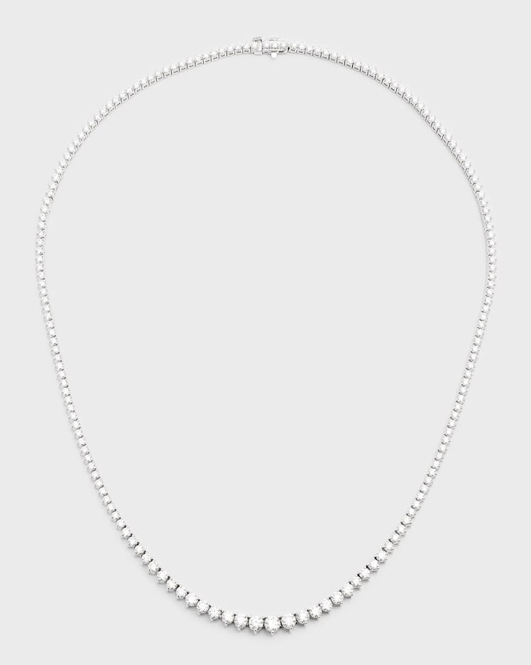 18K White Gold Graduated Diamond Tennis Necklace