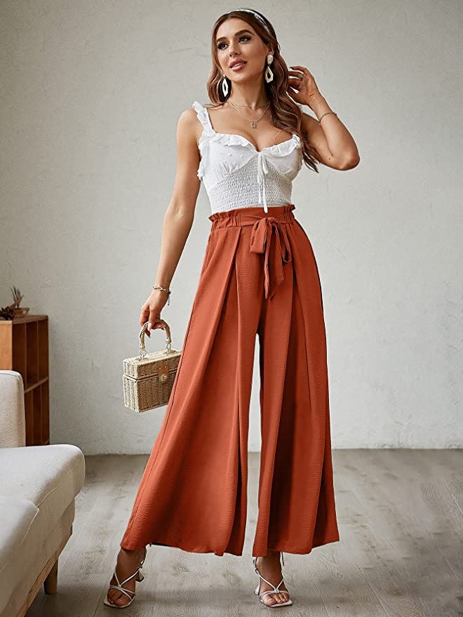 BerryGo Linen High-Waisted Pants