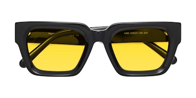 yes glasses hardy black acetate yellow tinted sunglasses