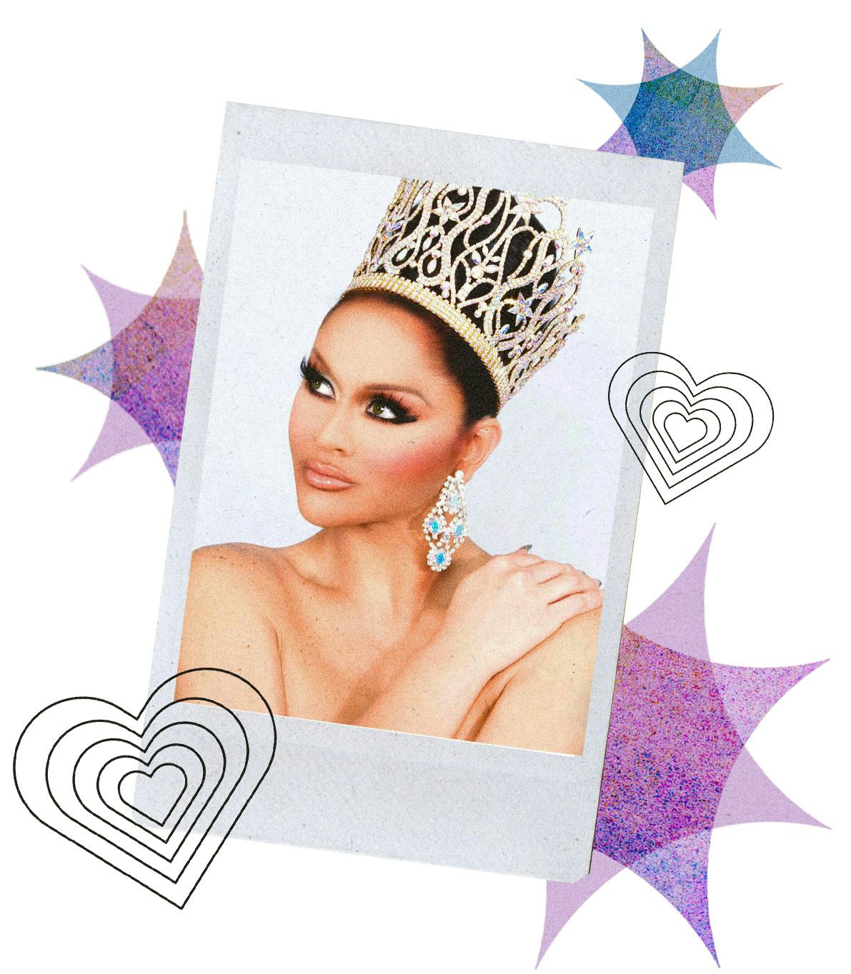 Sasha Colby wearing a silver crown.