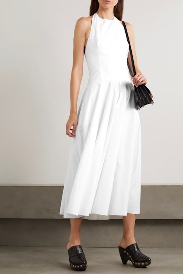 Cotton-Poplin Halterneck Maxi Dress