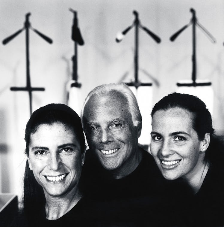 Silvana Armani, Giorgio Armani, and Roberta Armani in 1990.