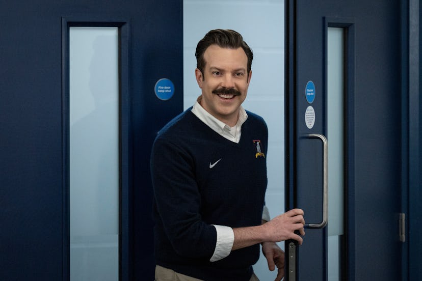 Jason Sudeikis as Ted Lasso in 'Ted Lasso' via Apple TV+'s press site